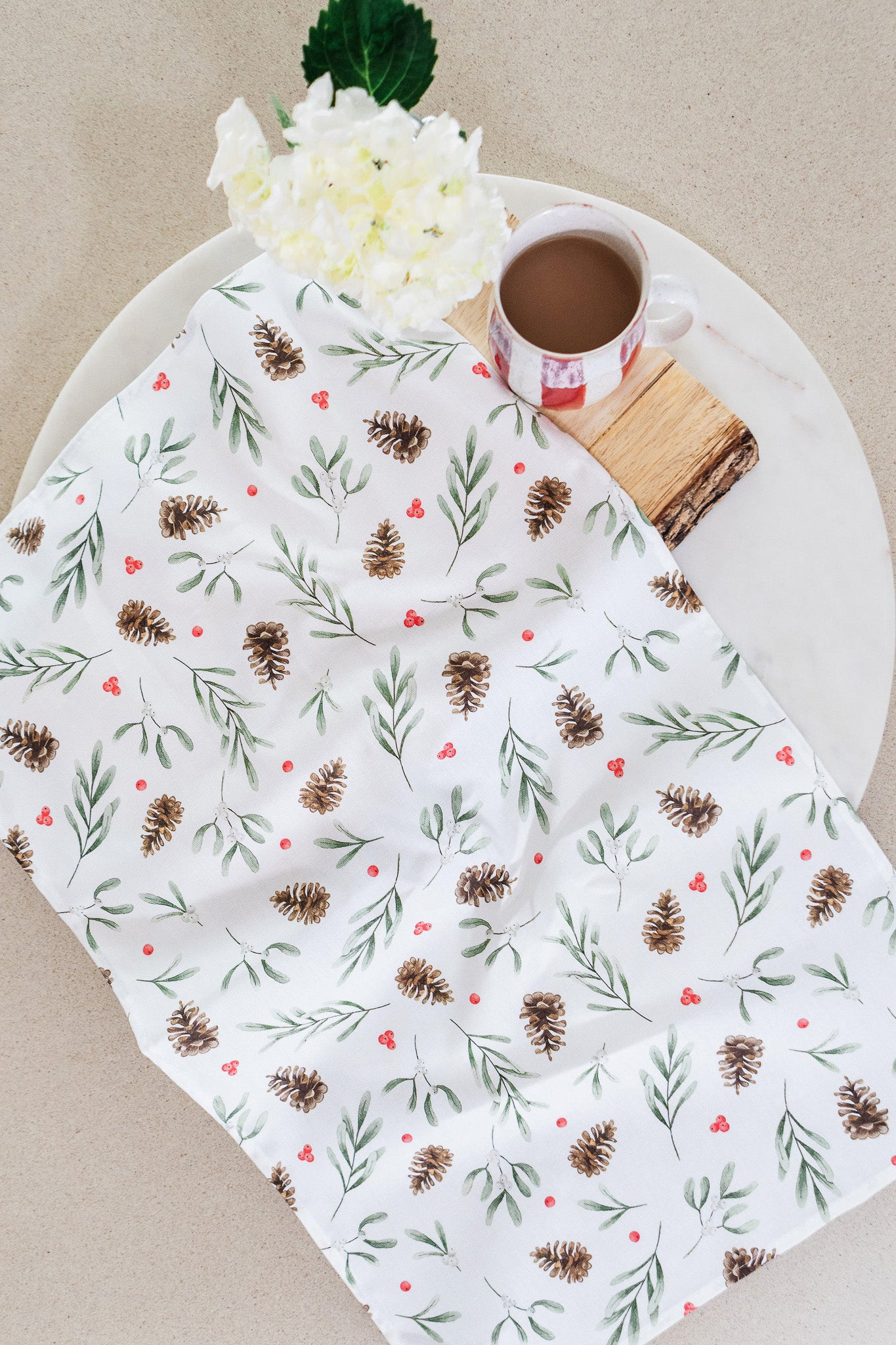 Red Mistletoe Tea Towel