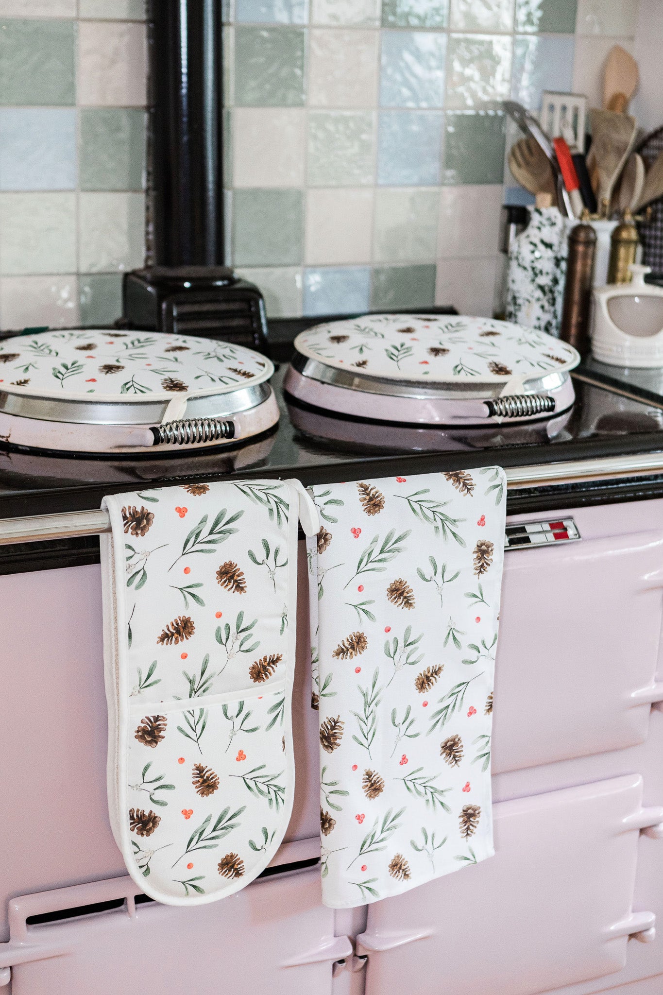 Red Mistletoe Tea Towel