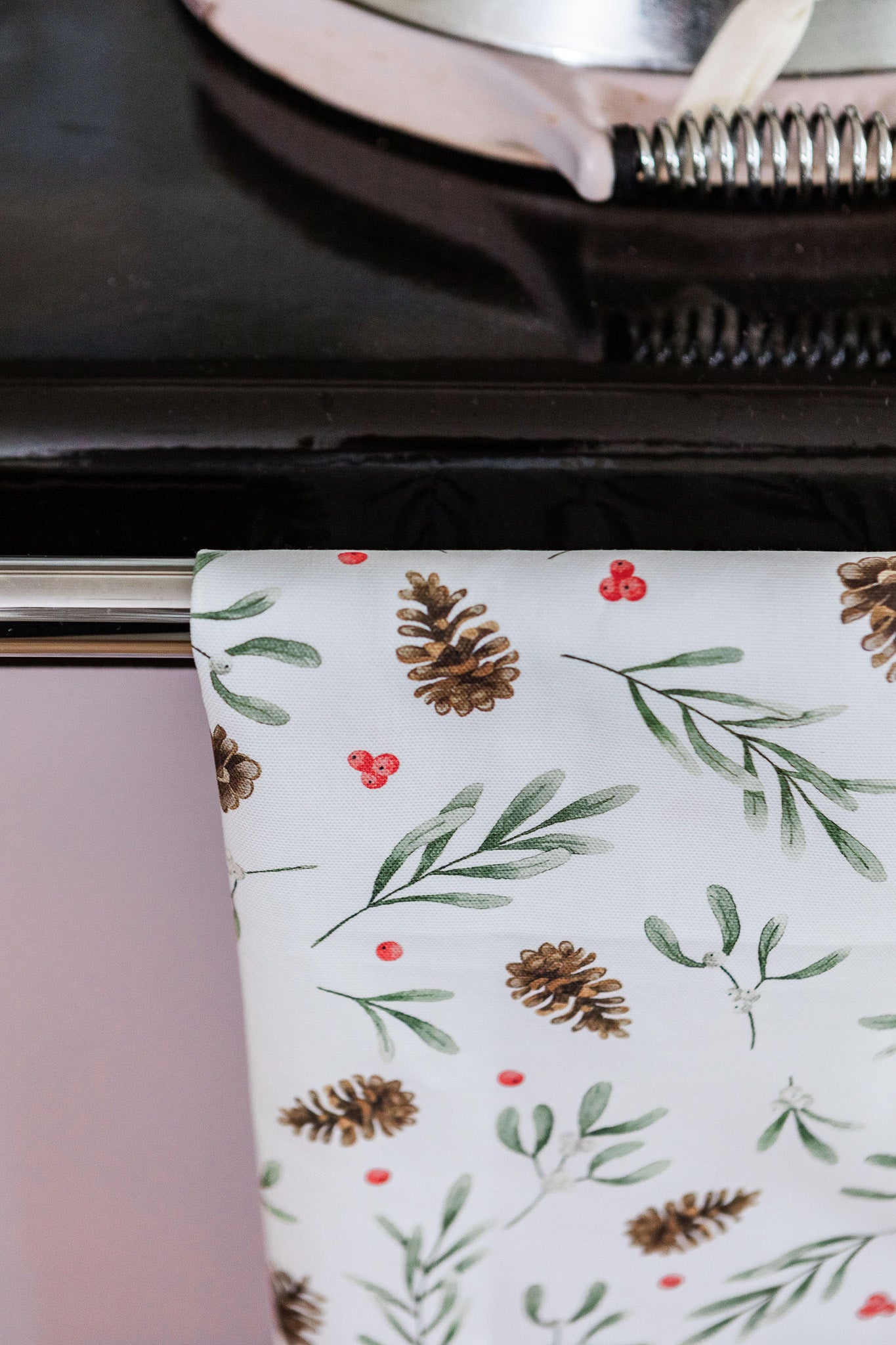Red Mistletoe Tea Towel