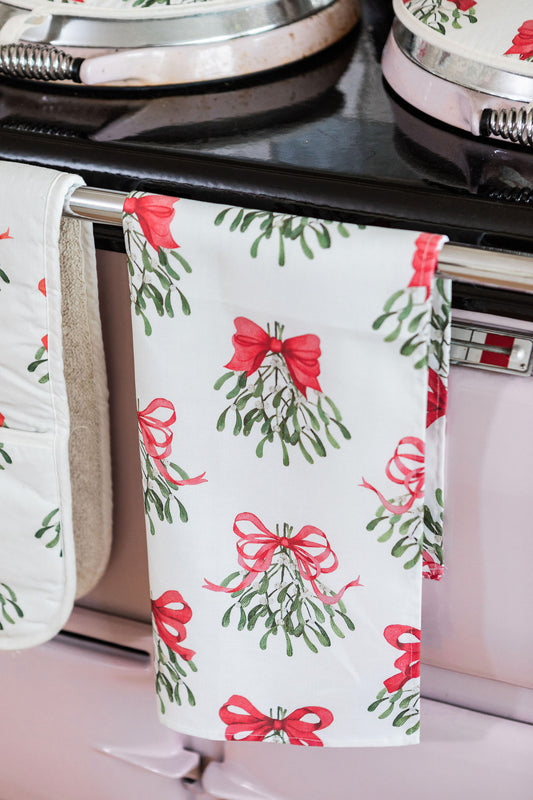 Cream Bows Tea Towel
