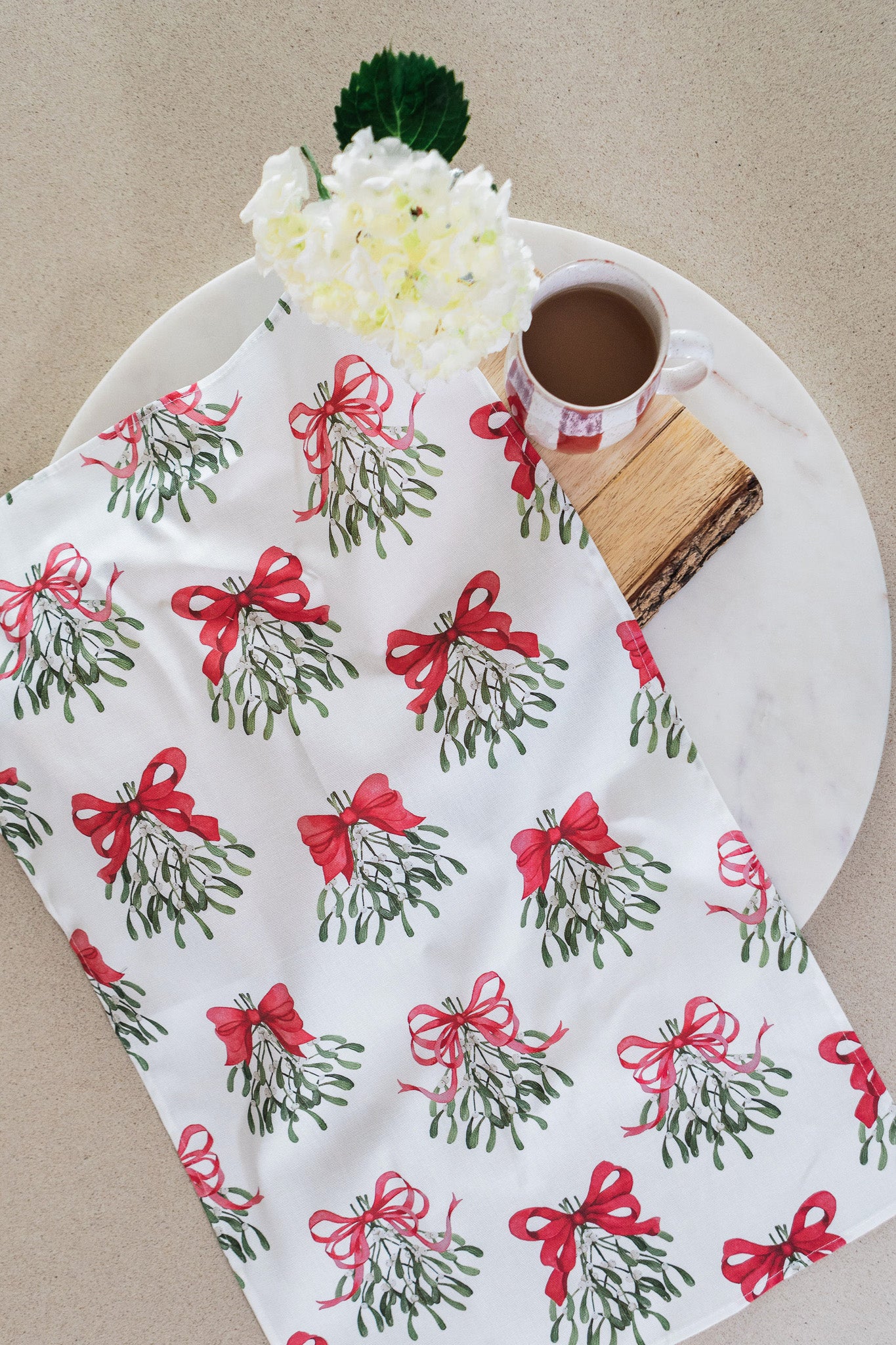 Cream Bows Tea Towel