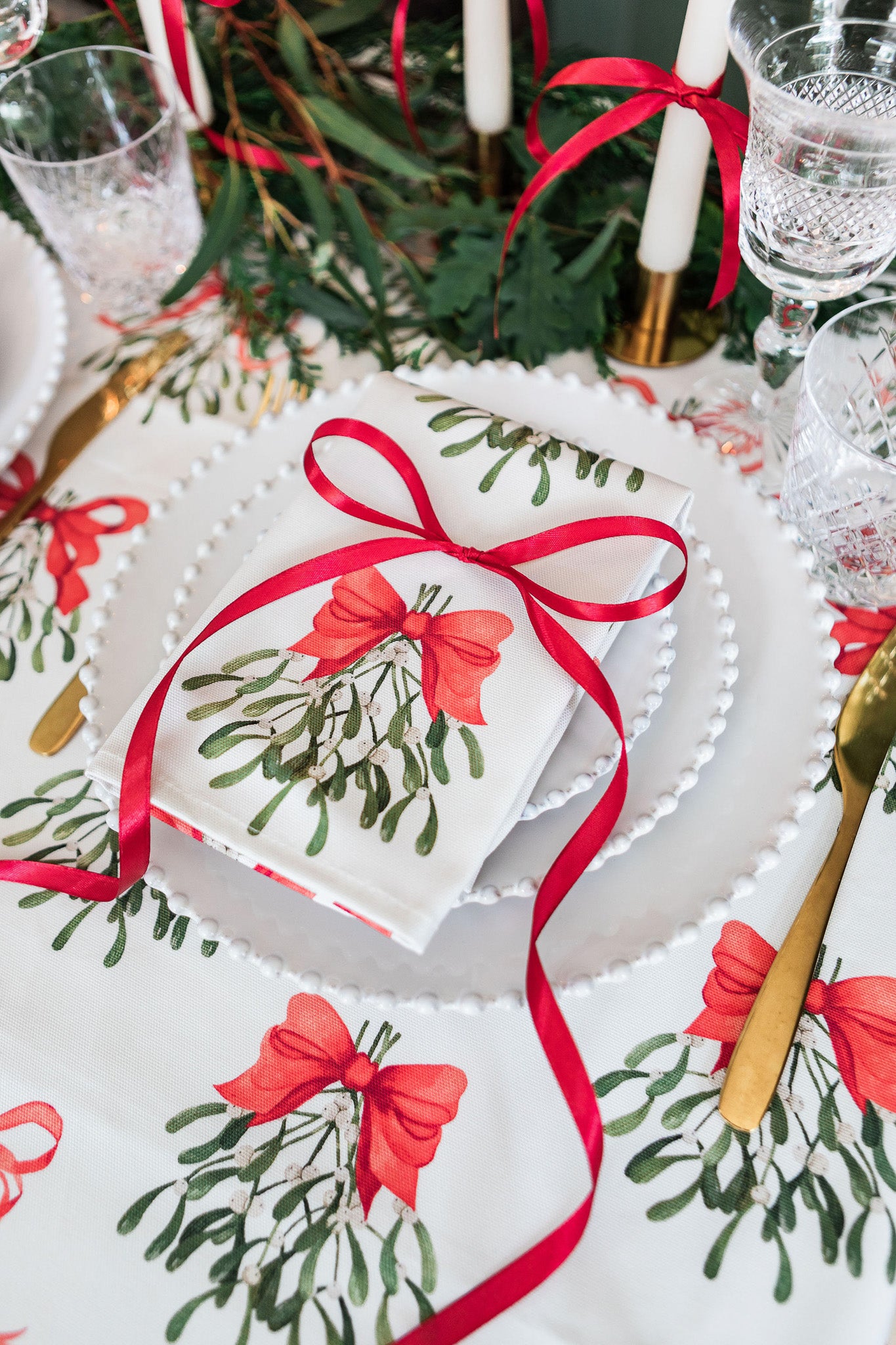 Cream Bows Napkin (Pair)
