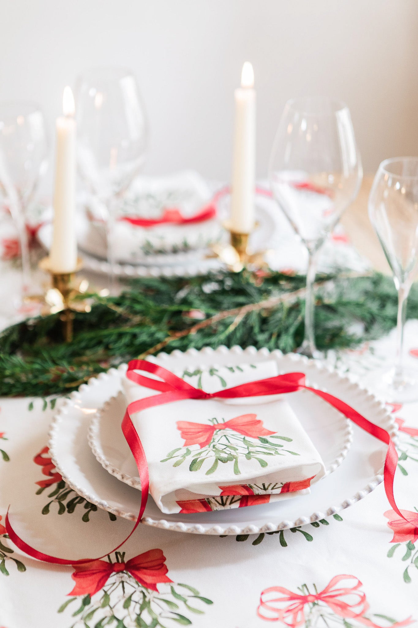 Cream Bows Napkin (Pair)