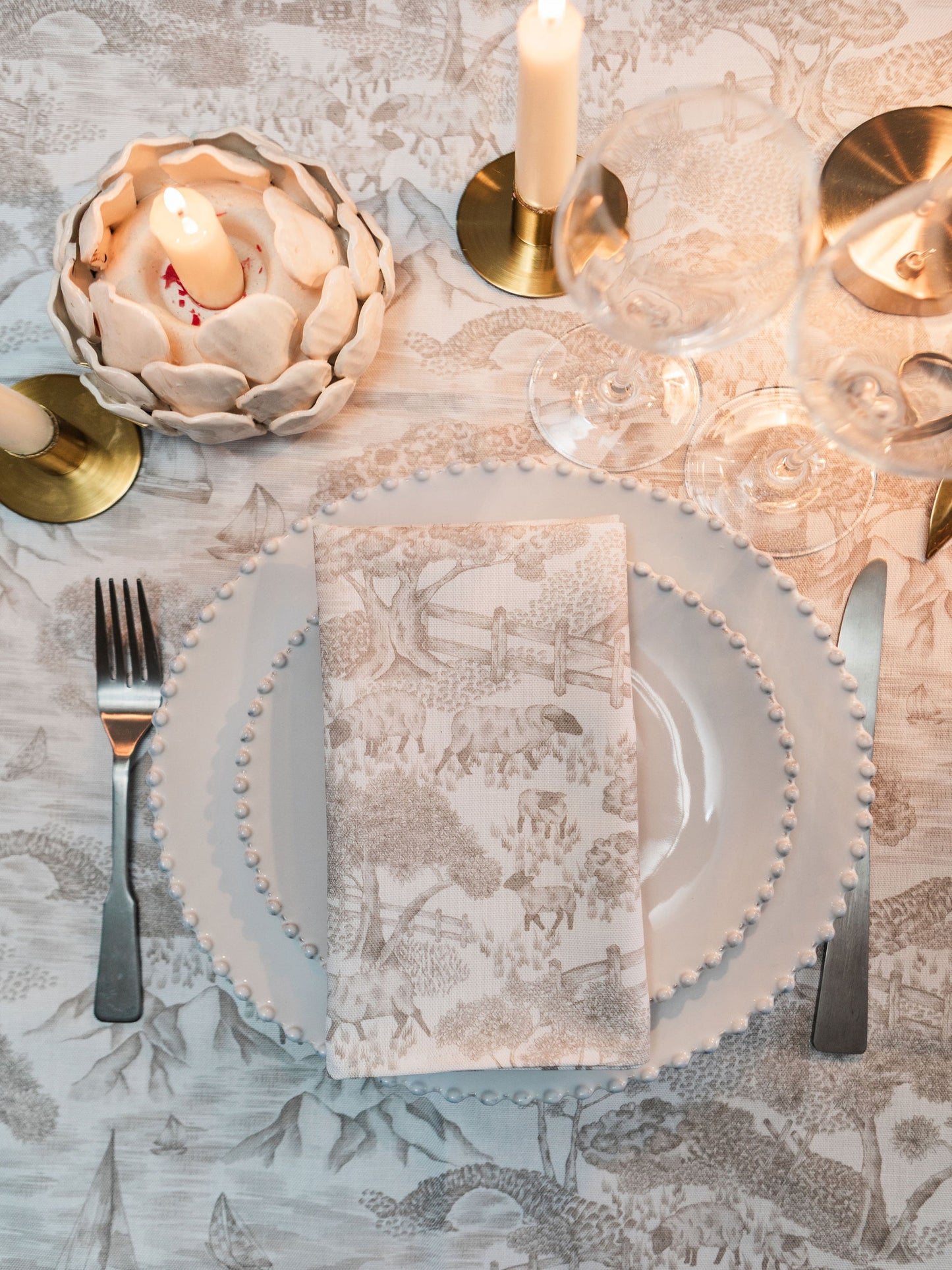 Soft Toile Napkins (Pair)