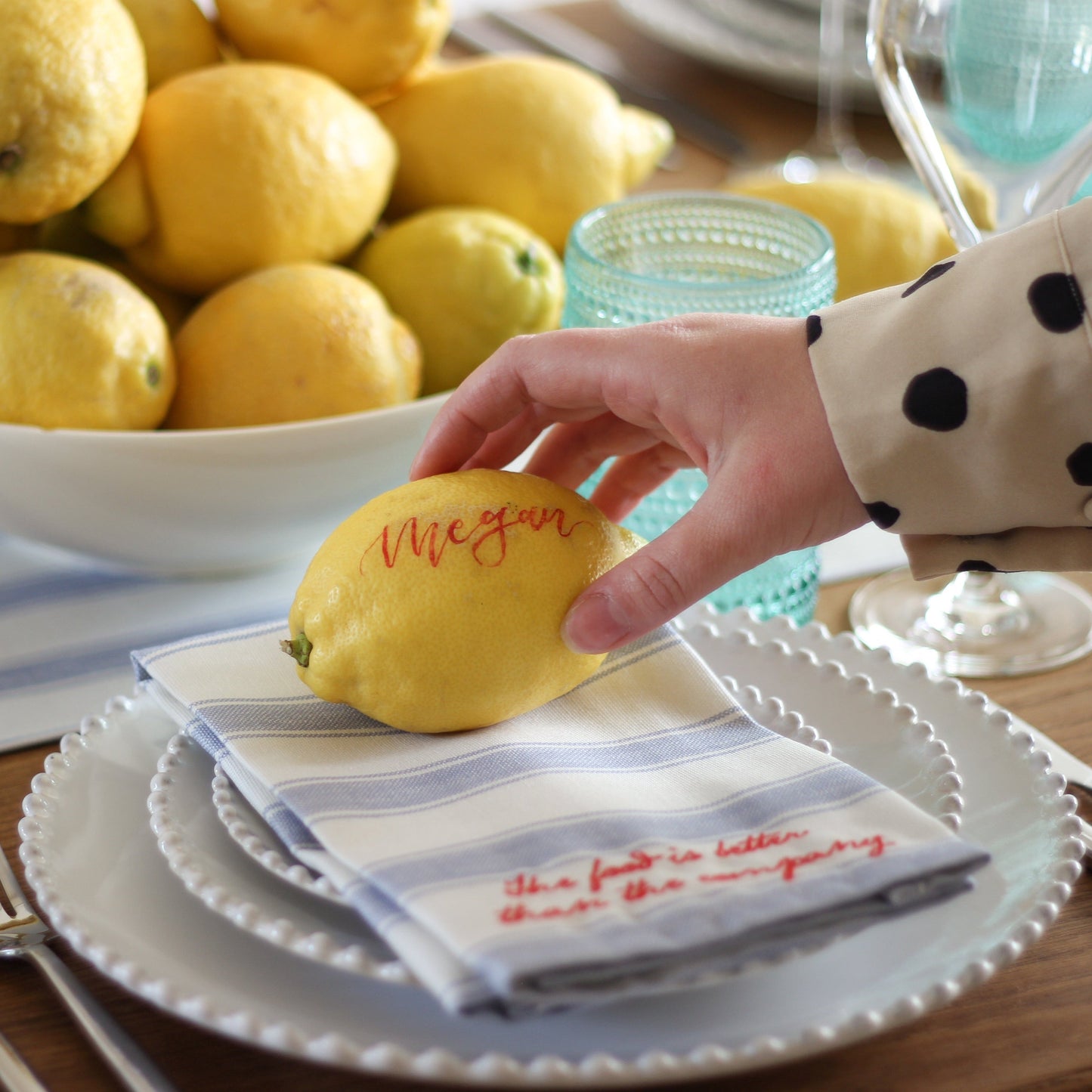 Mid Blue Stripe Table Runner
