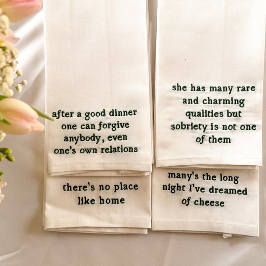 The Literary Collection- Embroidered Napkin Gift Set