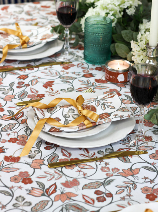 Vintage Floral Napkins - Rust (Pair)
