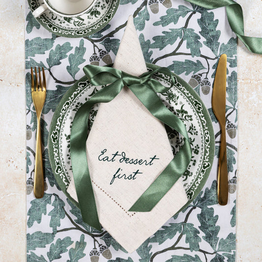Eat Dessert First Embroidered Napkins (Pair)
