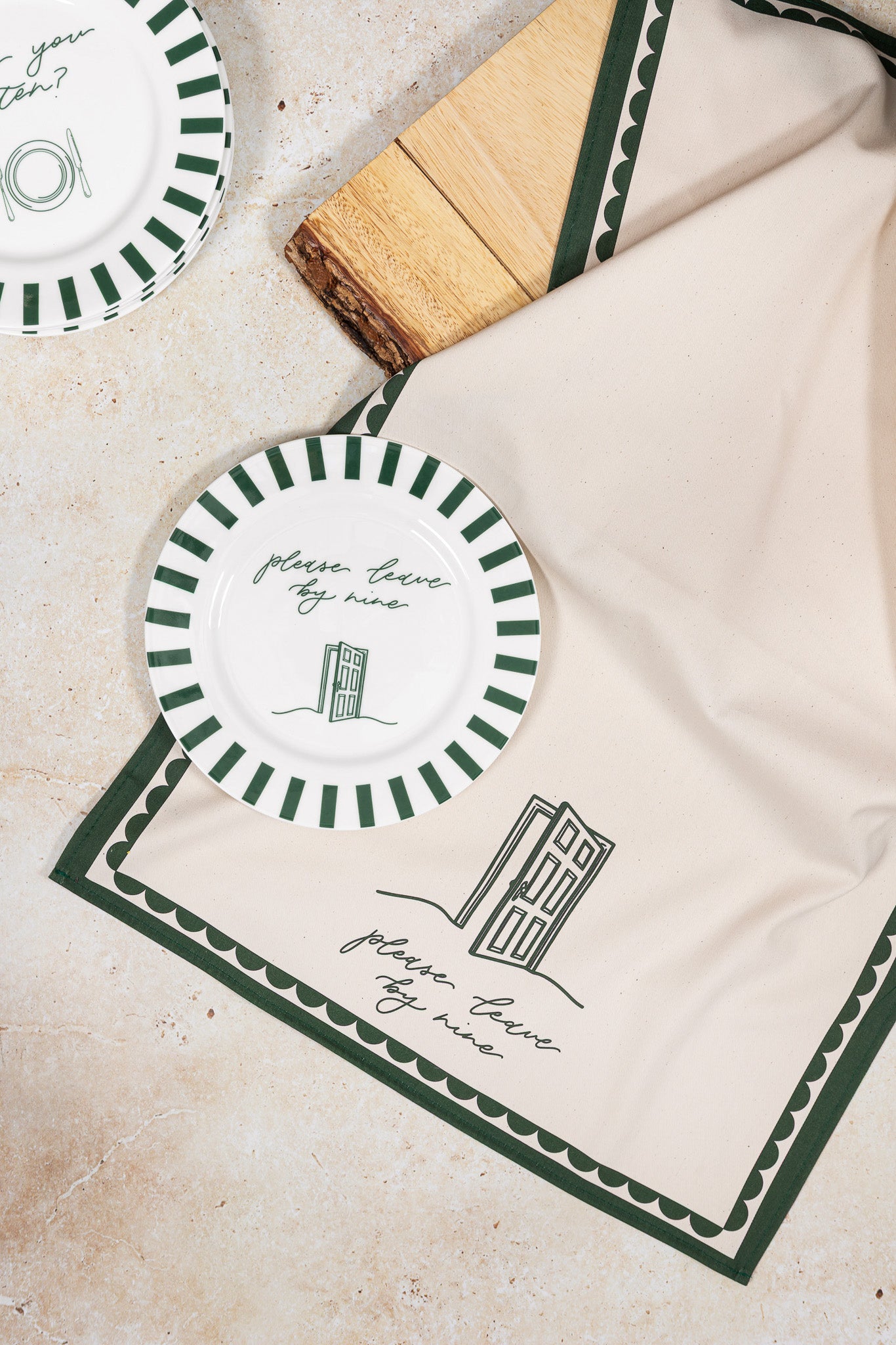 Please Leave By Nine Tea Towel