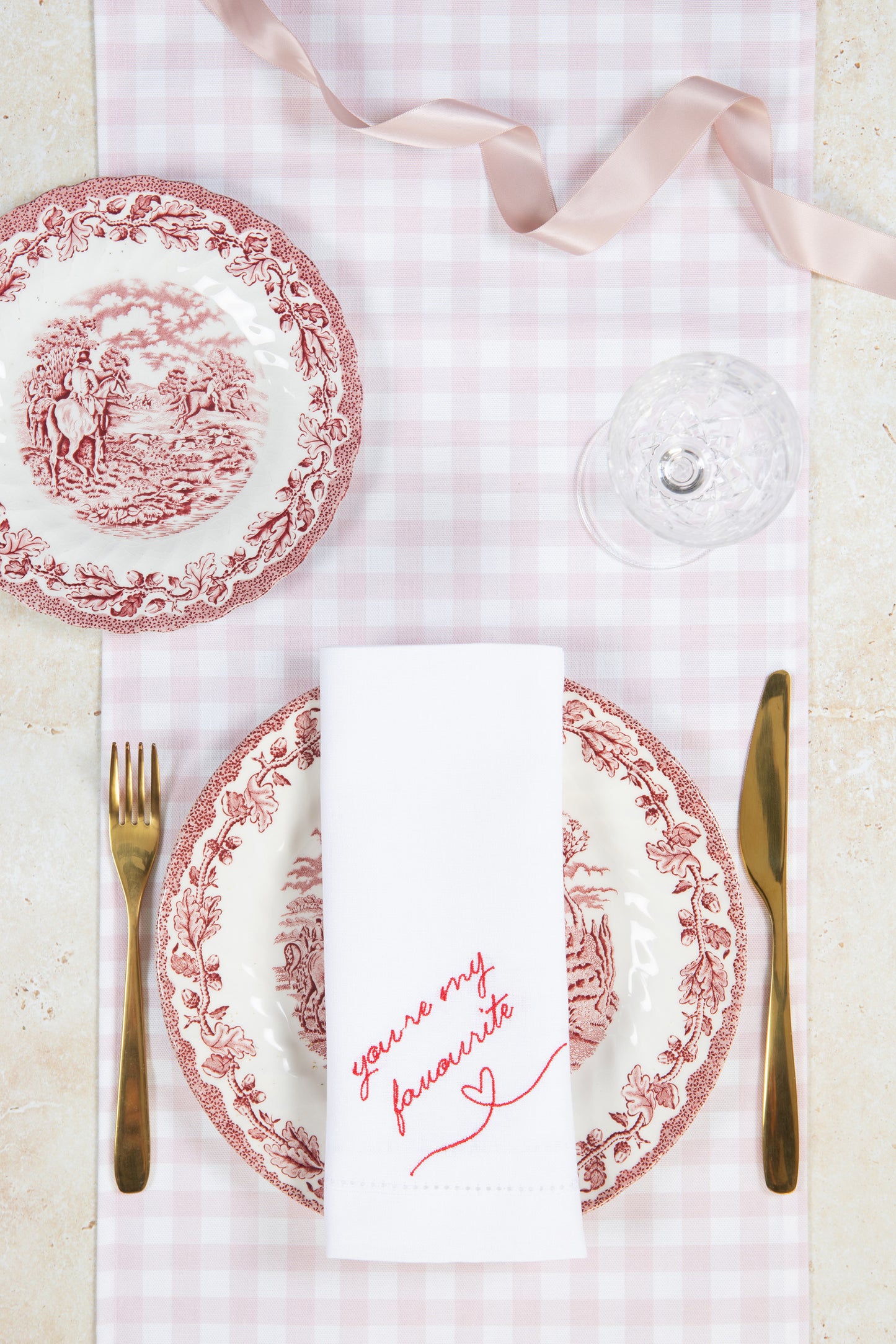 You're My Favourite - Red - Embroidered Napkins (Pair)
