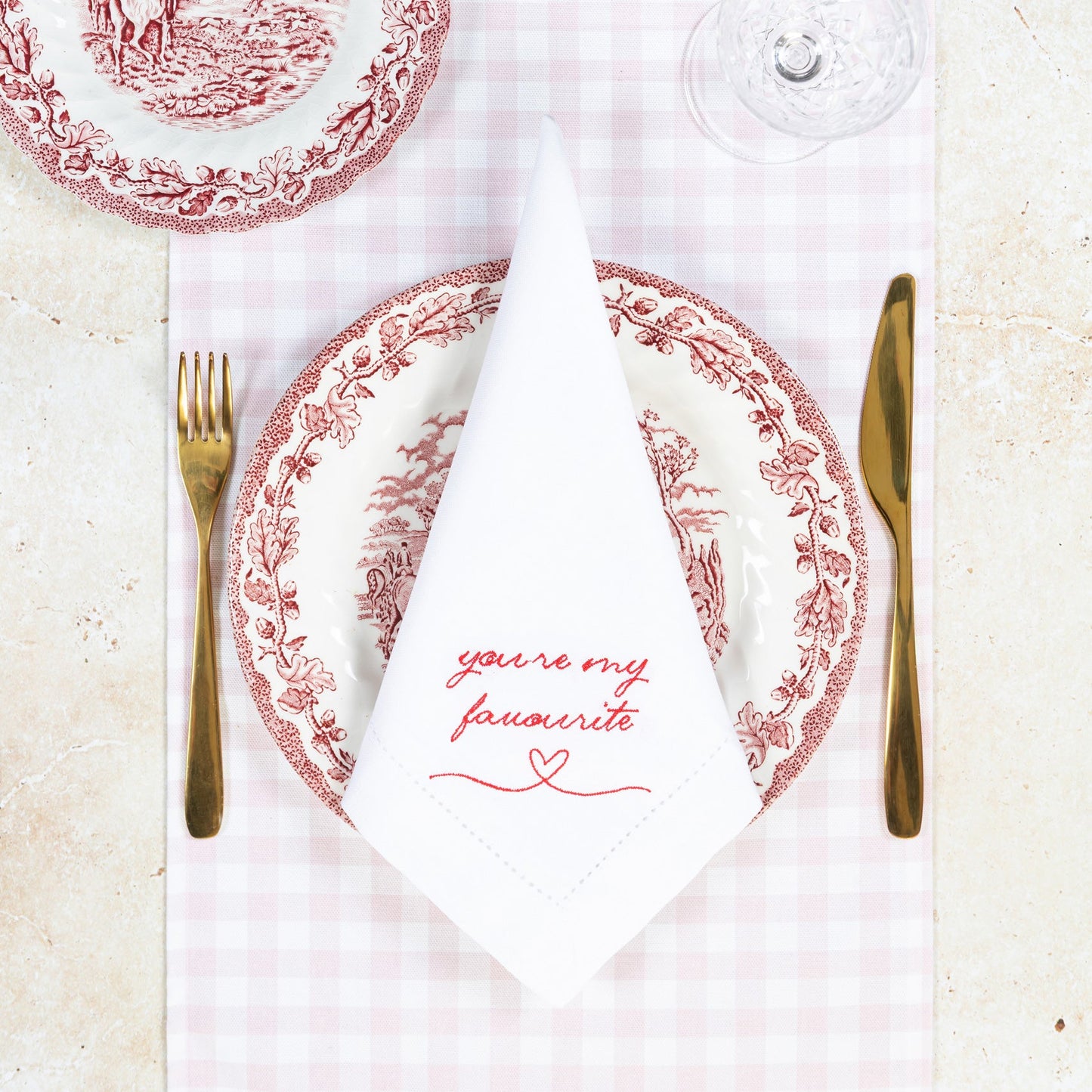 You're My Favourite - Red - Embroidered Napkins (Pair)