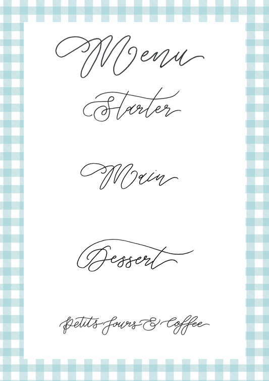 Blue Gingham Downloadable Menu