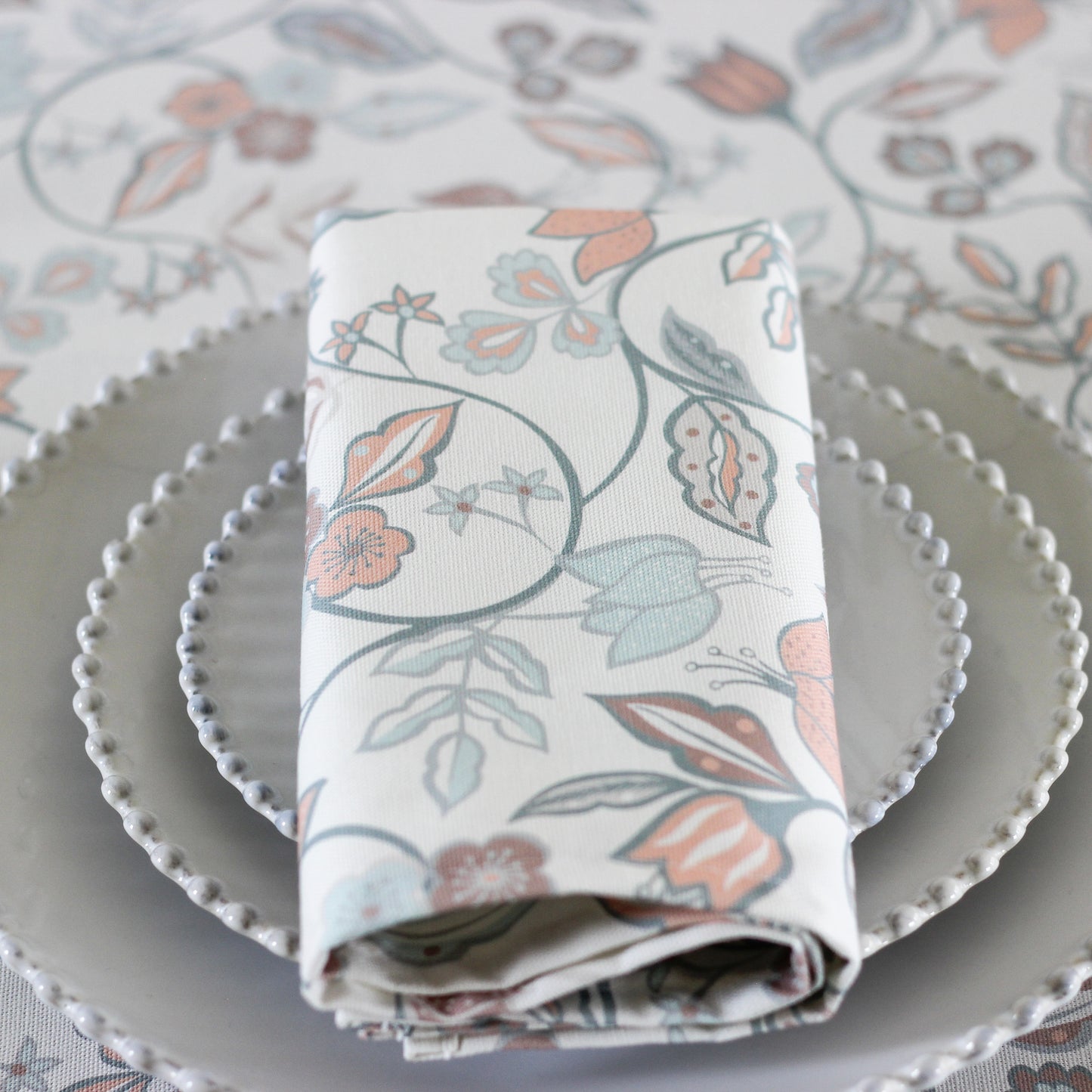 Vintage Floral Table Runner - Periwinkle