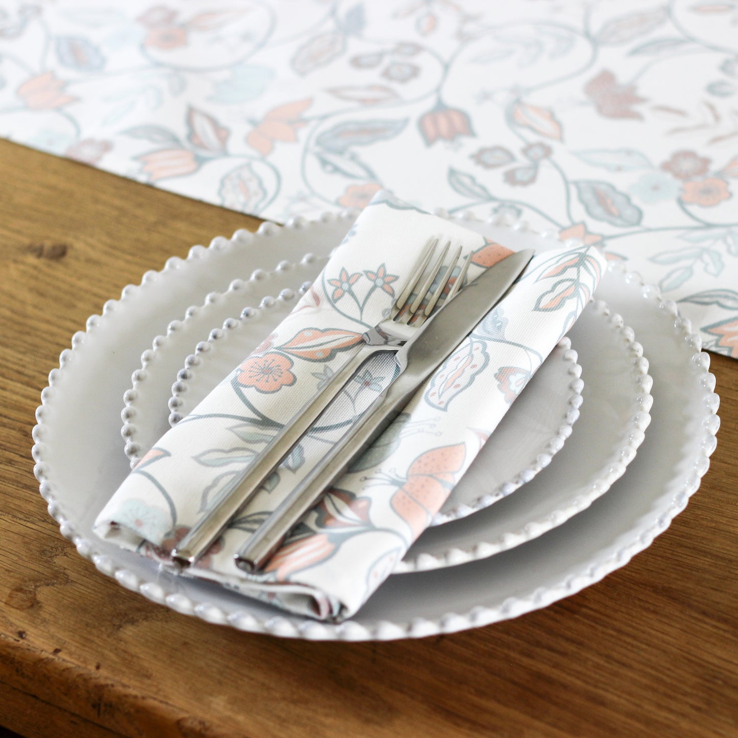 Vintage Floral Table Runner - Periwinkle