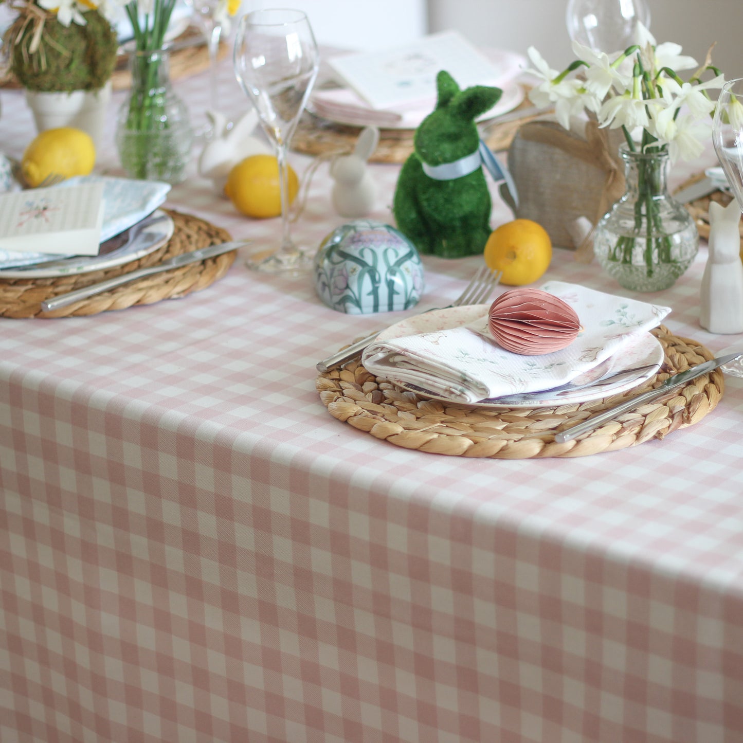 Pink Gingham Tablecloth