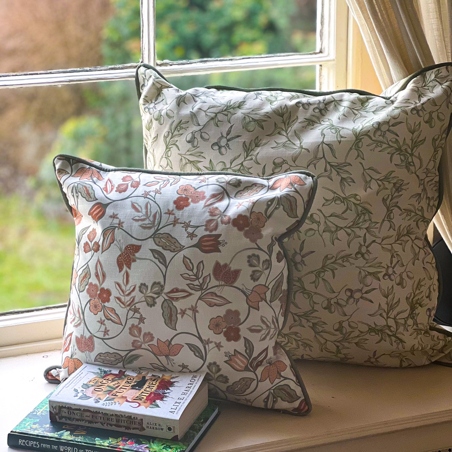 Vintage Floral Cushion - Rust