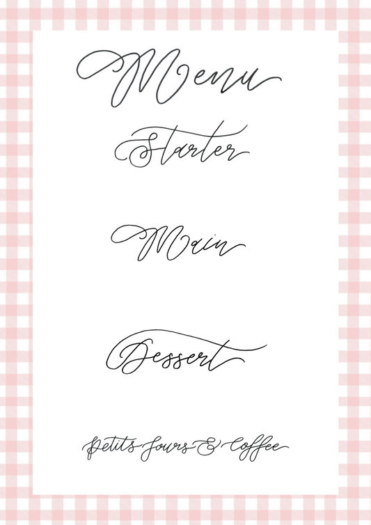 Pink Gingham Downloadable Menu